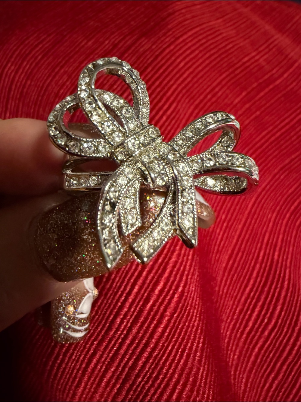 Park Lane Crystal Bow Statement Ring Silver Tone Size 9 New